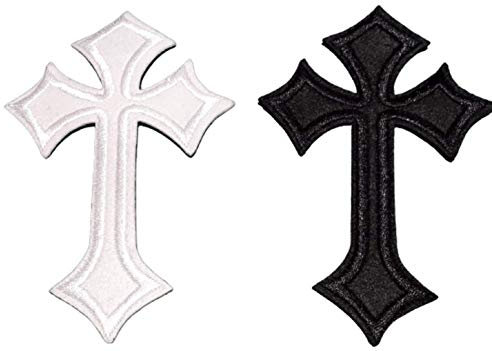 Aufnäher Patch Set Symbol Motive Kreuz Kruzifix Muster Applikation Kleidung schwarz weiss