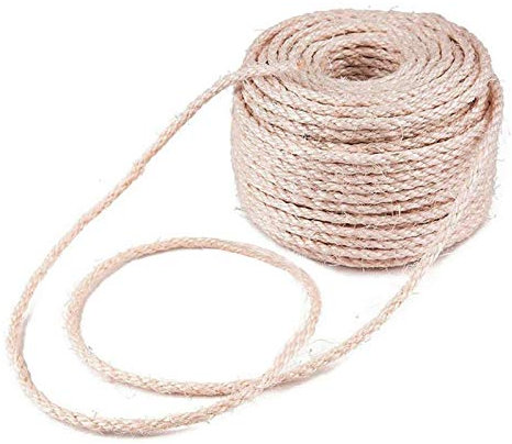 vincente Cuerda de sisal para gatos, cuerda de sisal natural para reemplazar árboles rascadores, cuerda de cáñamo para reparar, restaurar o rascar DIY, accesorio para bricolaje, 4 mm/6 mm de diámetro