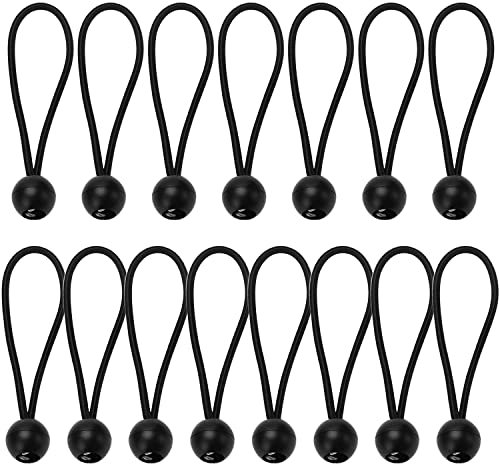 YIXISI 15 Pièces Tendeurs pour Bâche avec Boule, Attaches de Câble, Tendeur Élastique, Tendeur en Caoutchouc, pour Support de Bâche, Bannière, Rideaux Harnais D’extension, 15cm