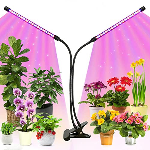KEAWEO Grow Light, Grow Lights for Indoor Plants, LED Full Spectrum Plant Growing Lamps, Automatic Timer, 10 Dimmable Levels, 3 Spectrum Modes, Adjustable Gooseneck LEDs Grow Light for Gardening