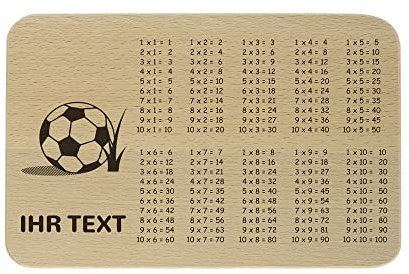 gravur-fabrik.de – personalisierbares 1x1 Frühstücksbrettchen aus Holz – Fußball – graviertes Holzbrett zum Frühstücken, Schneiden – Geschenkidee zur Einschulung (23 x 15 x 1 cm)