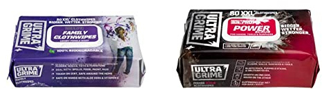 UltraGrime LIFE Family XXL+ Biodegradable Cleaning Wet Wipes- Multi-Purpose Heavy-Duty Cleaning Cloths (80 Thick Large Wipes) & PRO Power Scrub Cleaning Wet Wipes (80 Thick Large Wipes)
