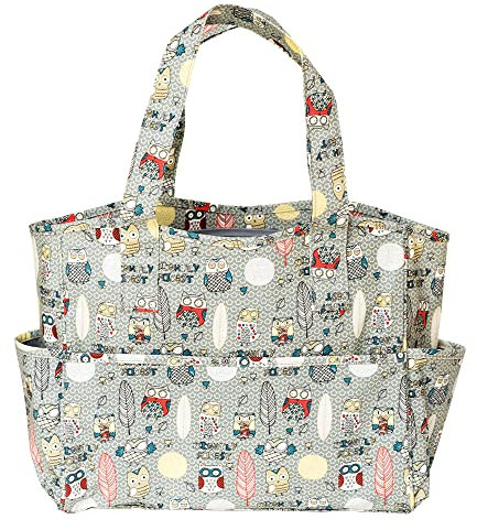 KORBOND Craft Storage Bags (Nightly Forest) - Wipe Clean Tote Bag for Knitting, Sewing and Crochet Storage