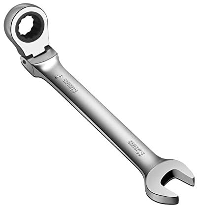 WISEUP Llaves fijas con carraca, llave de trinquete de 2 en 1 de 13 mm, forjada CR-V, capaz de ajustar el ángulo de la cabeza a voluntad, resistente a la flexión Llaves combinadas