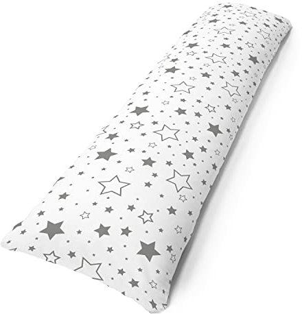 Amilian Seitenschläferkissen inkl. Füllung und Bezug: 150cm x 40cm, Stillkissen, Schwangerschaftskissen, Lagerungskissen Baby und Erwachsene, Pregnancy Pillow: Gute Nacht Grau