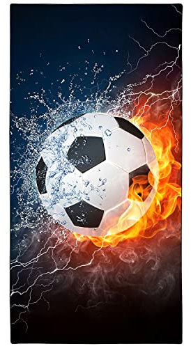Zomer Strandtuch groß 90x180 cm Schnelltrocknendes Mikrofaser Bedrucktes mit Eisfeuerfußball Motiv