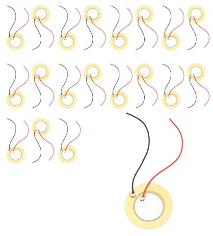 Tiardey 20 Stück 27 mm Piezo Disc Element Sensor mit Leads Mic Drum Trigger Acoustic Pickup für Gitarre