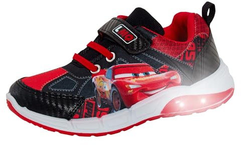 Disney Cars Light Up Sneaker Jungen Lightning McQueen Blinkende Skate Sportschuhe LED Sneaker, rot, 24 EU