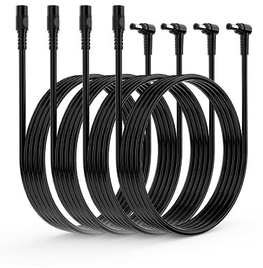 Tonton DC Verlängerungskabel 0.5M 4PACK, Strom Anschlusskabel 5,5mm x 2,1mm, 90 Grad Rechtwinklig L-Förmiges DC Kabel Verlängerung für Überwachungskameras, für TP-Link WR841ND, Mesh Wi-Fi Router