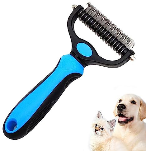 Pet Grooming Rake Dematting Comb for Dog and Cat Pet Grooming Brush 2 In 1 Pet Grooming Tool for Cat Dog Removes Knots and Tangled Hair
