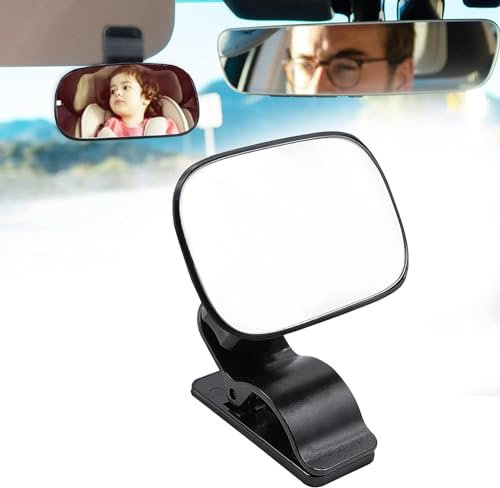 360° Adjustable Car Mirror for Baby Rear View - Shatterproof Back Seat Child Mirror with Clip to See Kids, Babies, Infants and Newborn