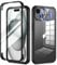 seacosmo for iPhone 15 Case 6.1 Inch, Full-Body Shockproof Case with Built-in Glass Screen Protector and Camera Lens Protector Rubber Bumper Phone Case Cover for iPhone 15 2023- Black/Clear