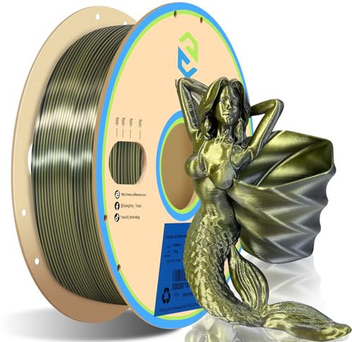 YOUSU Silk PLA 3D Drucker Filament,Zweifarbig Blau Grün PLA 1.75mm,Schillerndes Farbwechsel Filament 1kg,Seide Silber Bronze