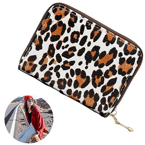 univolunaris Porte-cartes de crédit en cuir synthétique pour homme et femme Motif léopard, Voir image, leopard print
