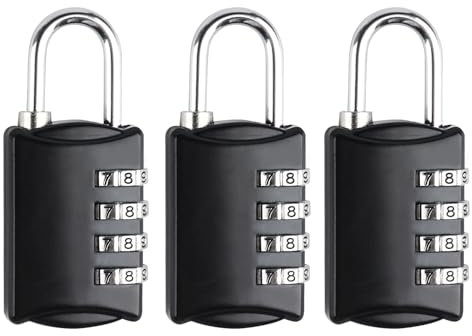 Candado de Combinación, Paquete de 3 Candados de Código de Número, Metálico, Resistente a la Intemperie, Pequeño, Candado de 4 dígitos para Maletas, Casilleros y Candados de Equipaje