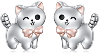 Katzen Ohrstecker Silber 925 Katzen Ohrringe für Damen Hypoallergen Ohrringe Tier Schmuck Geschenk für Frauen Mädchen Kinder