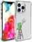 Wihytec Lovely Dinosaur Case for iPhone 12/12 Pro - Clear Cover With Four Corner Reinforced Shockproof Design - Girly Women's Transparent Ladder Phone Case