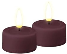 ReWu Deluxe Homeart LED Teelicht aus Echtwachs mit Echtwachsspiegel 2 Stück - Violett