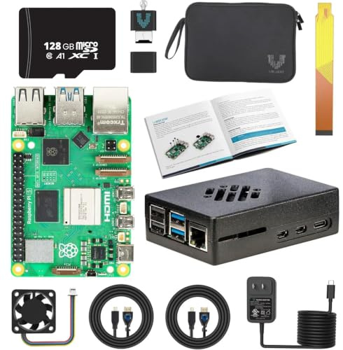 Vilros Raspberry Pi 5 Starter Kit MAX - Turbo Cooled Aluminum - (128GB Edition) - (4GB RAM)