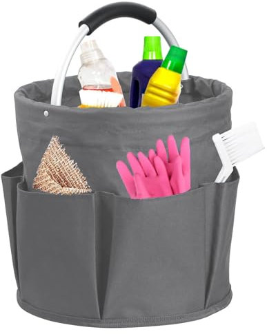 ASIRYVA Storage Box for Cleaning Utensils, Cleaning Organiser Caddy, Multi pocket Craft Caddy Organizer, for Indoor and Outdoor, Organisation 11x11in (grey)