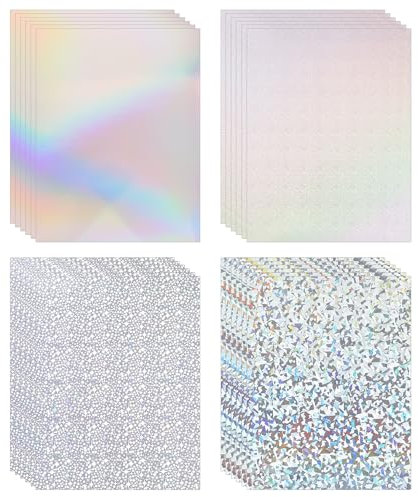 24 hojas de cartulina holográfica, papel grueso A4 de 250 g/m², papel de espejo iridiscente brillante, para hacer tarjetas, álbumes de recortes, cartón, decoración de fiestas, bricolaje (8.5 x 11