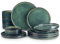 vancasso Starry Plates and Bowls Sets,12 Pieces Green Dinnerware Sets for Kitchen,Modern Stoneware Dishes Set for 4,Dishwasher and Microwave Safe