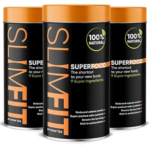 WOW TEA: SlimFit SuperFood (3, Pectin, Husk Seed, Cream of Coconut, Flaxseed, Turmeric, Spirulina, Chia, Rosehip, Cardamom)
