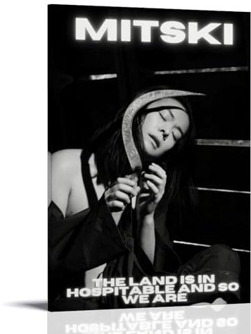 Mitski-Poster, schwarz-weiß, Album-Poster, Leinwand, farbecht, Wandkunst, dekoratives Gemälde für Wohnzimmer, Schlafzimmer, Heimdekoration, 30 x 45 cm, Rahmenstil