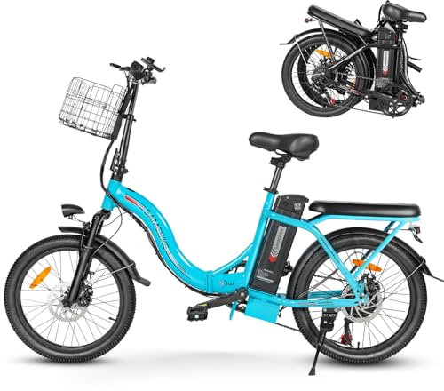 SAMEBIKE Bici Eléctrica para Adultos, 250W Bicicleta Eléctrica Plegable (con Batería Extraíble 36 V/12 Ah,20 Pulgadas de Grasa,Pedal Assist, LCD,máximo de hasta 60-110 km) (Azul Marino)