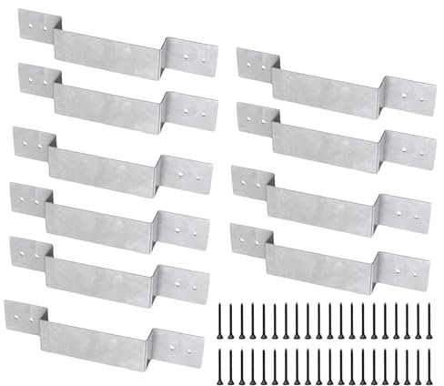 Sirseon Supporti per pali di recinzione, per cemento, set di riparazione per pali di recinzione, 10 pezzi, robusto set di riparazione universale