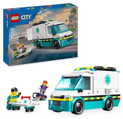LEGO City Rettungswagen - Spielzeug mit 2 Minifiguren (Skateboarder und Fahrer) - Lernspielzeug für Jungen und Mädchen ab 5 Jahren - Geschenkideen zum Geburtstag und für die Feiertage 60451
