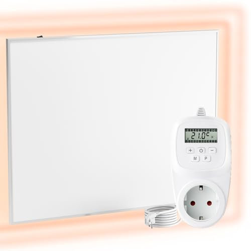 UMBRELLA® Infrarot Wandheizung mit Thermostat [INKL. TH12 THERMOSTAT] – Infrarotheizung Wandmontage Heizkörper – Carbon Crystal Infrarotheizung – Paneel Badezimmer geeignet – (Modell F780-780W)