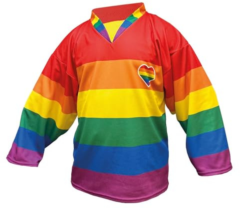 NW NATIONWEAR Pride Eishockey Trikot – Regenbogen Hockey Shirt mit Pride-Herz | Unisex Fan-Shirt | Love & Equality Statement | 100% Polyester