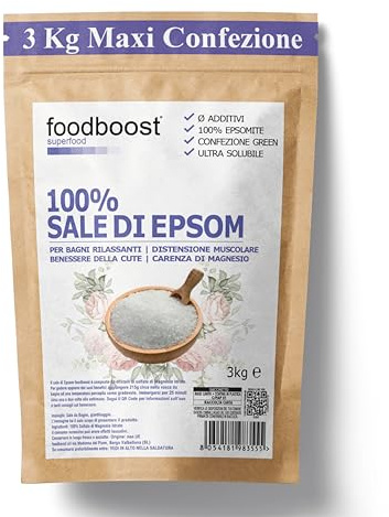 Epsom Salt Pure 3 kg Foodboost, 100% naturlig, mycket rik på magnesium, effektiv för kroppsskönhet, hud och hår, bra som gödselmedel
