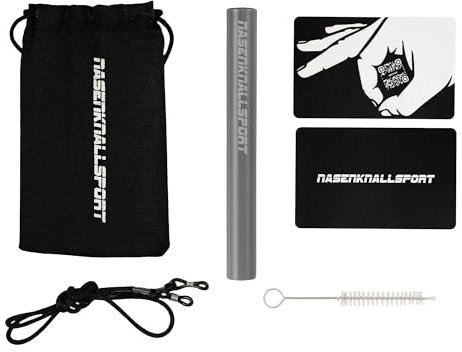NKS Fat Sniffer - ZiehROHR aus Edelstahl + Leinen-Tasche + BallerKarten + Kette zum Umhängen (Grau)