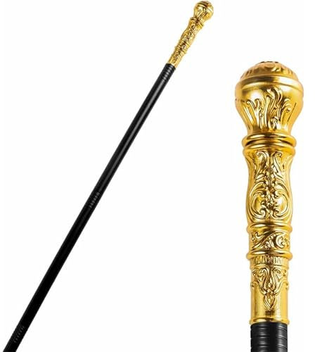 Gwezmxs Gehstock Fasching, Zepter Kostüm Accessoire für Karneval, Cosplay, Halloween, Golden - 84cm