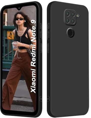 ISOI - Coque pour Xiaomi Redmi Note 9, Housse Souple en Silicone Liquide, Protection intégrale Très Mince et Antichoc - Noir