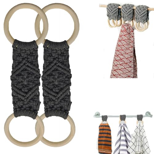 YVPSI 2 Pcs Kitchen Dish Towel Holder Crochet Hand Towel with Hanging Loop