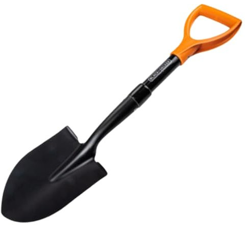 TronicXL Pour bêche de voiture Black&Decker - Pelle de jardin - Petite pelle - Mini pelle de camping et de jardin - Orange et noir