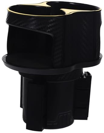 MUCKLILY Support De Gobelet Rotatif pour Voiture De Porte-gobelet Double Accessoire Pratique pour Bouteilles Et Base Ajustable Fibre De Noir Et Doré