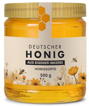 Honig Etiketten 500 g mit Gewährverschluss selbst gestalten – ab 25 Stück – Honig Aufkleber personalisierbar, selbstklebend, ablösbar – Honigetiketten für Honiggläser – (HONIG - 500 g - GEW1)