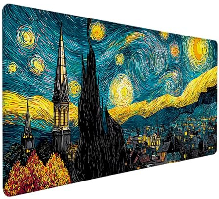 Starry Sky Mouse Mat, Night View Gaming Mouse Pad 40x20in, Desk Mat Large, Office Desk Accessories, Mousepad Large with Stitched Edges, Improved Precision and Speed, for Gaming, Laptop, Office, V-6990