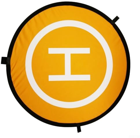 Drohnen-Landeplatz, tragbar, faltbar, unbemannte Luftfahrzeug-Landeplatz, wasserdichter Hubschrauber-Landigmatte mit Heringen, für ferngesteuerte Drohnen, Hubschrauber, orange (80 cm einseitig)