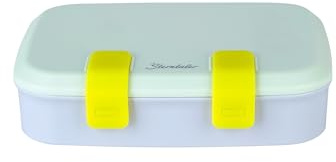 Sterntaler Kinderbrotdose für Kindergarten, Schule und Freizeit, 3 Fächer, kindgerechter Silikonverschluss, spülmaschinengeeignet, personalisierbare Sticker enthalten, 16,2×21,5×5,8 cm, mintgrün