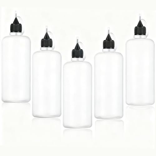 Wizard Vapes 5 x Empty Plastic Squeezable Liquid Dropper Filling Bottles E-Juice Quiling Oil Needle Tip LDPE (Black, 100ml)