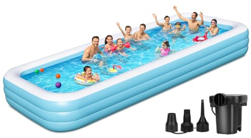 Grande piscina gonfiabile 457,2 x 193 x 55,9 cm, piscina oversize per bambini e adulti, piscina gonfiabile per famiglie con pompa ad aria, piscina per bambini ispessita resistente per esterni