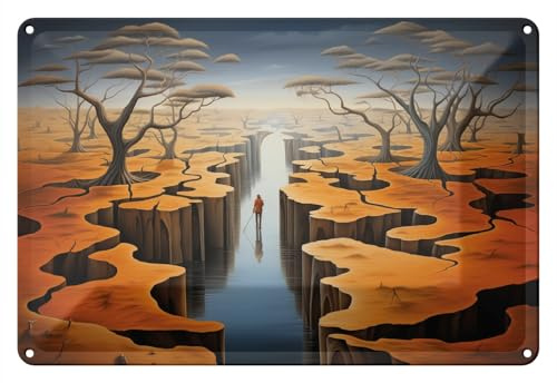Wallario Blechschild Wandbild aus Metall Pfad in Einer surrealen Welt - 20 x 30 cm in Premium-Qualität: Brillante Farben