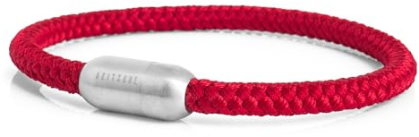 Akitsune Silvus Nylonarmband | 5mm Dick | Armschmuck Damen Herren Edelstahl Armband Magnetverschluss - Mattsilber - Weinrot 19,5cm