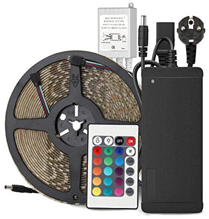 LED Streifen 10M 32.8ft 60Leds/M RGB 5050 SMD 600 LED Lichtband IP65 Wasserdicht Mit 24 Tasten Controller Fernbedienung + DC 24V Netzteil EU Stecker