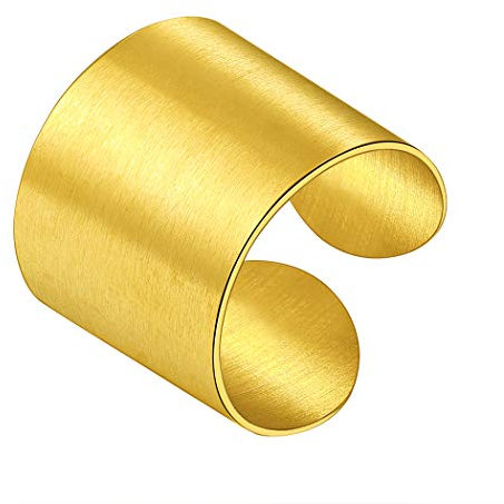 Suplight Offener Ring 18k Vergoldet für Damen Herren verstellbar Knöchel Ring 17mm breit matte Bandring für Jungen Mädchen Modeschmuck Geschenk für Valentinstag Geburtstag
